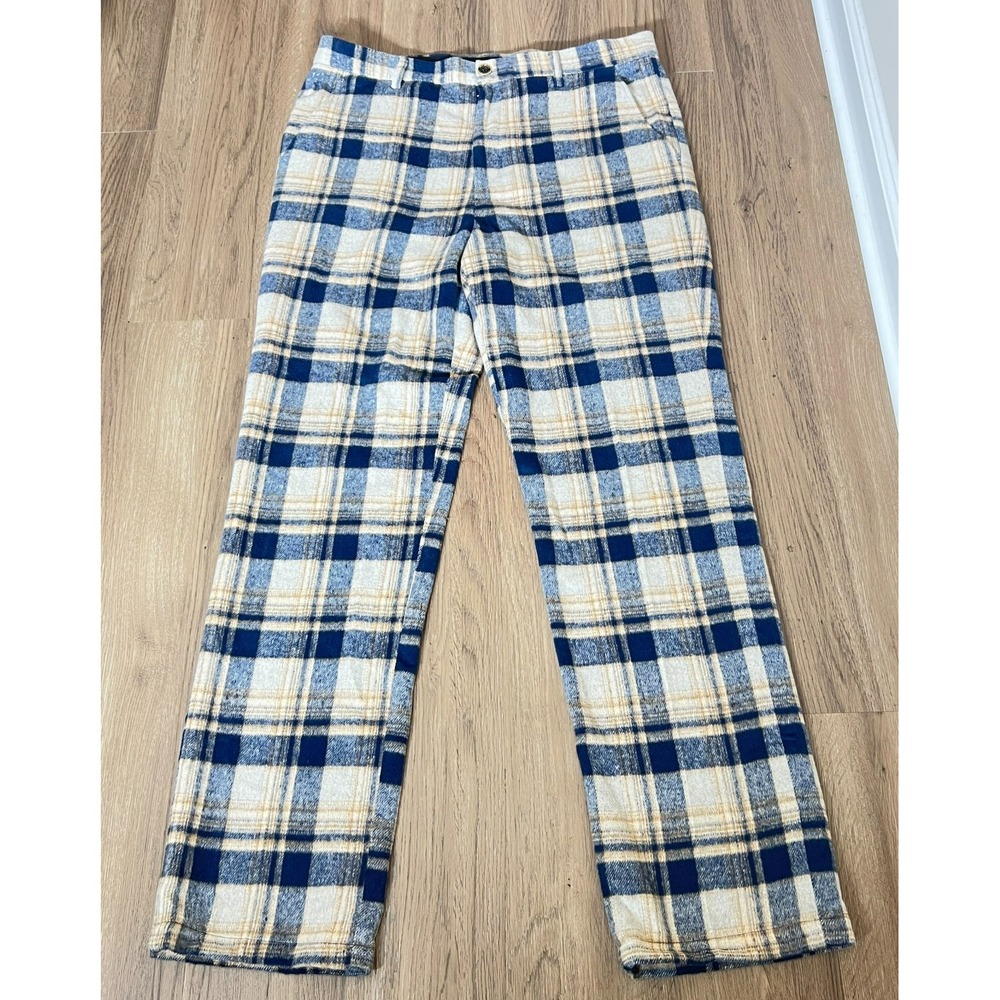 Prestige Original Wool Blend Pants 36 Navy Tan Straight Leg Vintage Academia